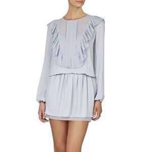 BCBGmaxazria KRISTEY Blue Ruffle Chiffon Blousant Cocktail Mini Dress Size XS